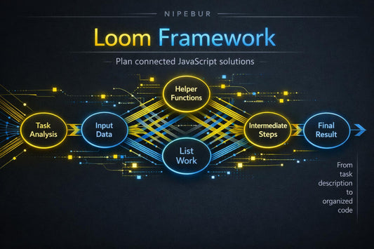 Loom Framework diagram with interconnected steps on a dark background