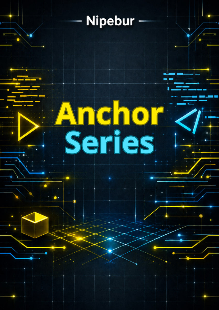 Promotional graphic for 'Anchor Series' by Nipebur with futuristic design elements.