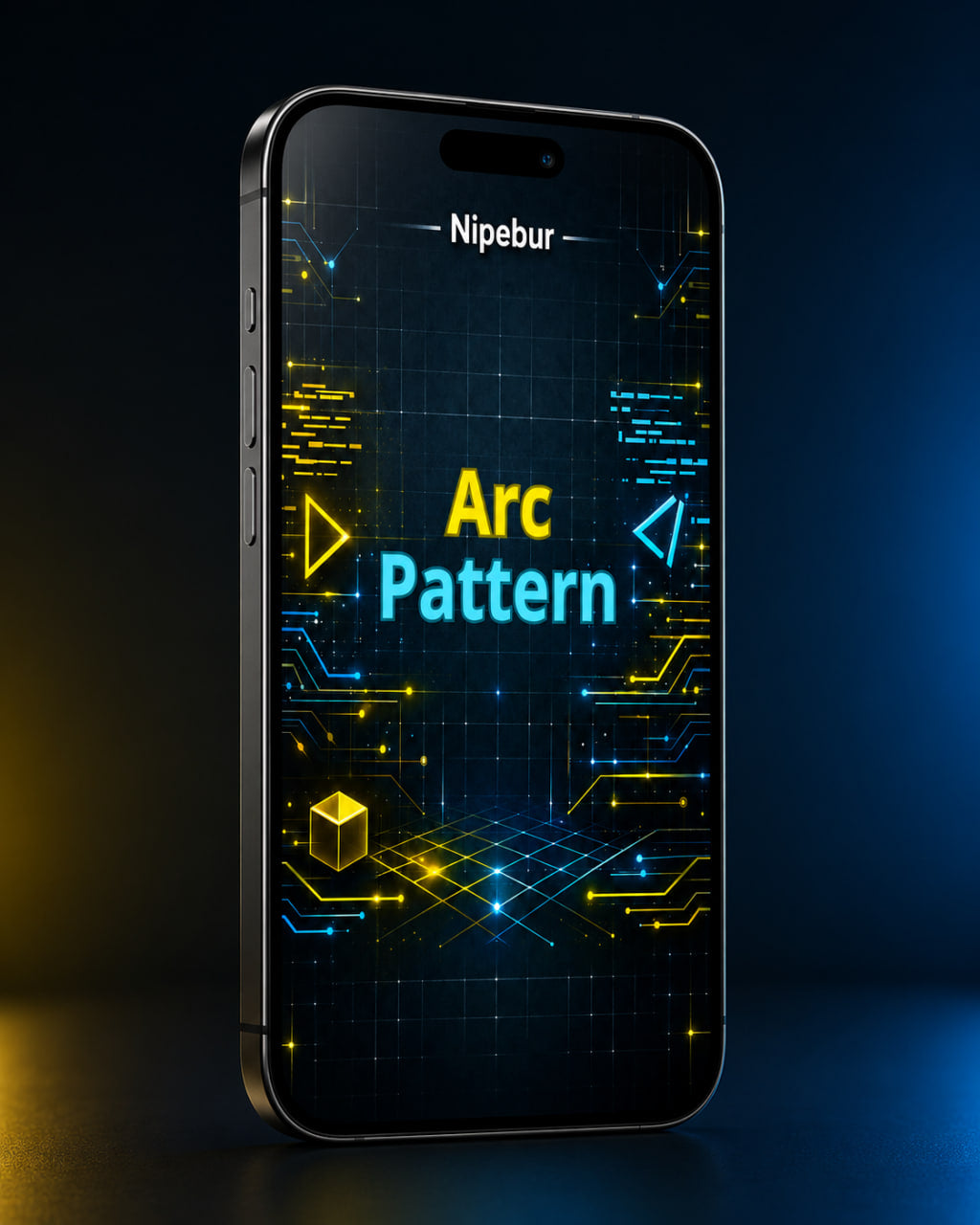 Smartphone with 'Arc Pattern' design on a dark background