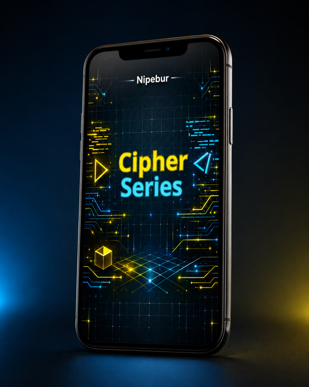 Smartphone displaying 'Nipebur Cipher Series' on a dark background