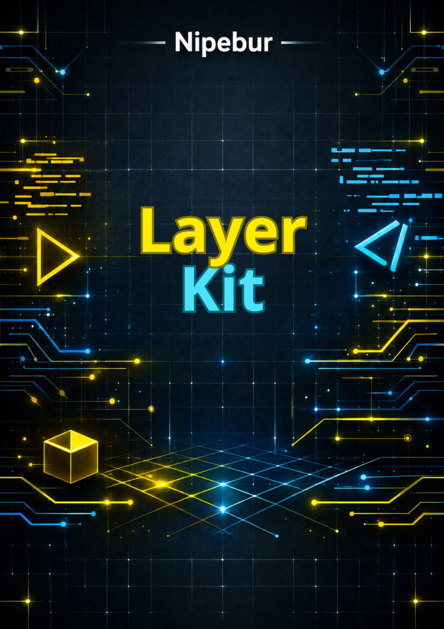 Nipebur Layer Kit with digital circuit design and glowing elements on a dark background