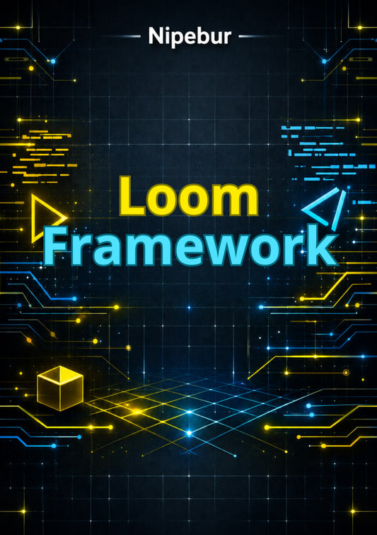 Loom Framework logo with digital circuit design on a dark background