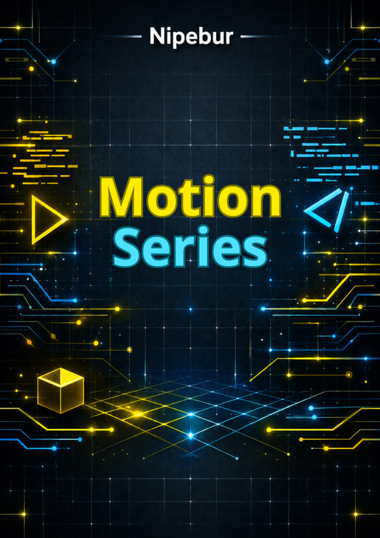 Nipebur Motion Series logo with digital circuit design on a dark background